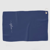 Navy Blue Modern Girly Monogram Naam Golfhanddoek (Horizontaal)