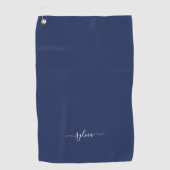 Navy Blue Modern Girly Monogram Naam Golfhanddoek (Voorkant)