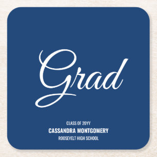 Navy Blue Modern Graduation Party Kartonnen Onderzetters