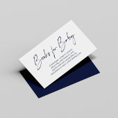 Navy Blue Modern Handwrite Books for Baby Informatiekaartje