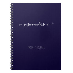 Navy Blue Modern Handwriting Calligraphy Script Notitieboek