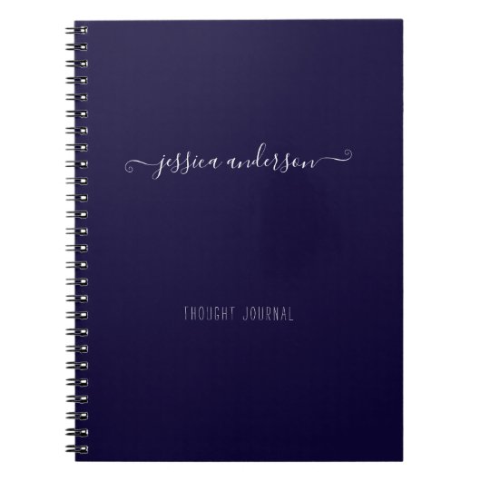 Navy Blue Modern Handwriting Calligraphy Script Notitieboek (Voorkant)