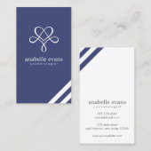 Navy Blue Modern Hart en wervelingen Visitekaartje (Voorkant / Achterkant)