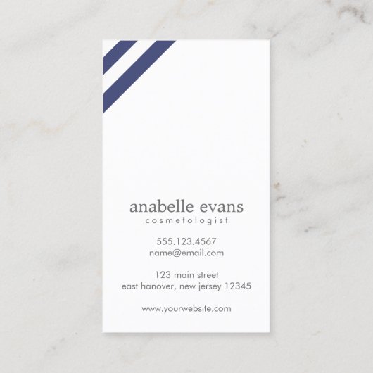 Navy Blue Modern Hart en wervelingen Visitekaartje (Achterkant)