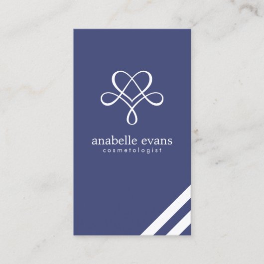 Navy Blue Modern Hart en wervelingen Visitekaartje (Voorkant)