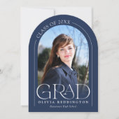 Navy Blue Modern Minimal Photo Arch Afstudeerder P Kaart (Voorkant)