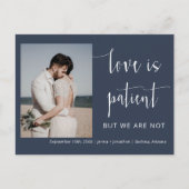 Navy Blue Modern Minimal Script Photo Elopement Briefkaart (Voorkant)
