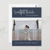 Navy Blue Modern Minimal Weddenschap Foto bedankt Briefkaart (Voorkant / Achterkant)