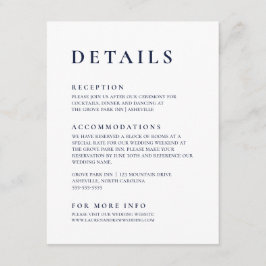 Navy Blue Modern Minimalist Elegant Enclosure Kaar Informatiekaartje