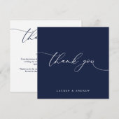 Navy Blue Modern Minimalist Weddenschap Hartelijk  Bedankkaart (Voorkant / Achterkant)