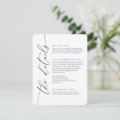 Navy Blue Modern minimalist Wedding 2 Informatiekaartje (Staand voorkant)