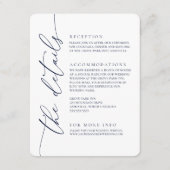 Navy Blue Modern minimalist Wedding 2 Informatiekaartje (Voorkant)