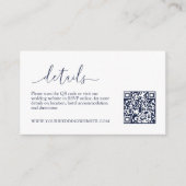 Navy Blue Modern Minimalist Wedding Details RSVP E Informatiekaartje (Voorkant)