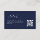 Navy Blue Modern Minimalist Wedding Details RSVP Informatiekaartje (Voorkant)