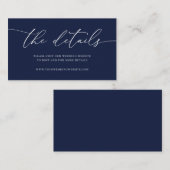 Navy Blue Modern Minimalist Wedding Enclosure Kaar Informatiekaartje (Voorkant / Achterkant)
