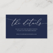 Navy Blue Modern Minimalist Wedding Enclosure Kaar Informatiekaartje (Voorkant)