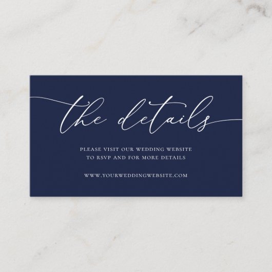 Navy Blue Modern Minimalist Wedding Enclosure Kaar Informatiekaartje (Voorkant)
