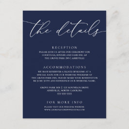 Navy Blue Modern Minimalist Wedding Enclosure Kaar Informatiekaartje