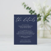 Navy Blue Modern Minimalist Wedding Enclosure Kaar Informatiekaartje (Staand voorkant)