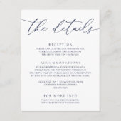 Navy Blue Modern Minimalist Wedding Informatiekaartje (Voorkant)