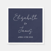 Navy Blue Modern Minimalistisch Script Wedding Servet (Voorkant)