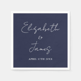 Navy Blue Modern Minimalistisch Script Wedding Servet