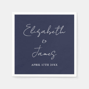Navy Blue Modern Minimalistisch Script Wedding Servet