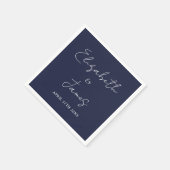 Navy Blue Modern Minimalistisch Script Wedding Servet (Hoek)