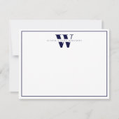 Navy Blue Modern Monogram Paar Stationery Notitiekaartje (Voorkant)