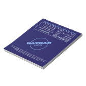 Navy Blue Modern Name Logo Favor Snoep Notitieblok (Linkerzijde)