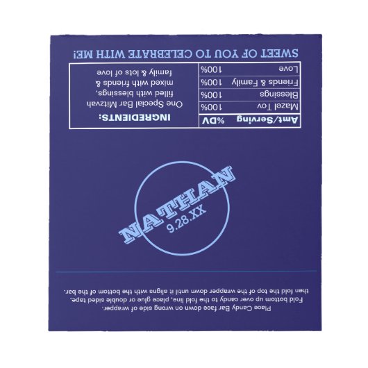 Navy Blue Modern Name Logo Favor Snoep Notitieblok (Voorkant)