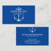 Navy Blue Modern Nautisch Anker Visitekaartje (Voorkant / Achterkant)