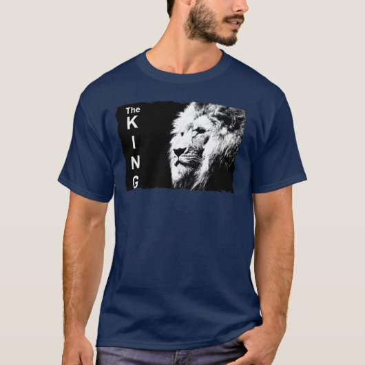 Navy Blue Modern Pop Art Lion Head Sjabloon T-shirt (Voorkant)