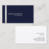 Navy Blue Modern Professional Silver Stripe Visitekaartje (Voorkant / Achterkant)