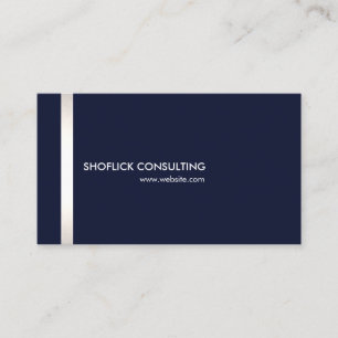 Navy Blue Modern Professional Silver Stripe Visitekaartje