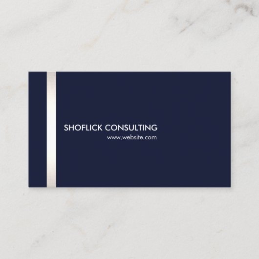 Navy Blue Modern Professional Silver Stripe Visitekaartje (Voorkant)
