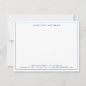 Navy Blue Modern Professional Thin Border Notitiekaartje (Voorkant)