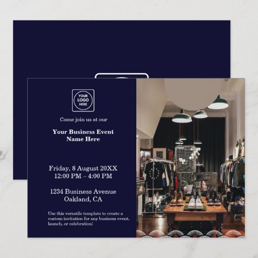 Navy Blue Modern | Professioneel zakelijk evenemen Kaart (Voorkant / Achterkant)