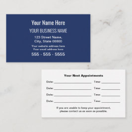 Navy Blue Modern Professionele Afspraakkaart Afsprakenkaartje