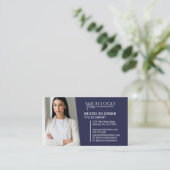 Navy Blue Modern Professionele QR Code Foto Logo Visitekaartje (Staand voorkant)