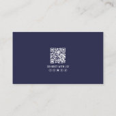 Navy Blue Modern Professionele QR Code Foto Logo Visitekaartje (Achterkant)