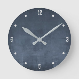Navy Blue Modern Rustic Abstracte Ronde Klok