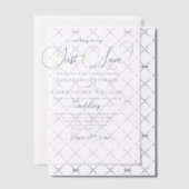 Navy Blue Modern Script Just Love Wedding Vellum Uitnodigingen (Offset (Uitnodiging))