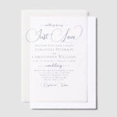 Navy Blue Modern Script Just Love Wedding Vellum Uitnodigingen (Offset)