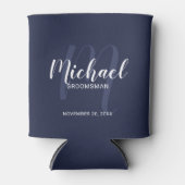 Navy Blue Modern Script Personalized Groomsmen Blikjeskoeler (Voorkant)