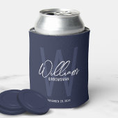 Navy Blue Modern Script Personalized Groomsmen Blikjeskoeler