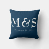 Navy Blue Modern Script Weddenschap Kussen (Achterkant)