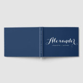 Navy Blue Modern Script Wedding Guestbook Gastenboek (Volledig)