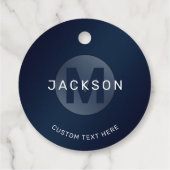 Navy blue modern simpel gepersonaliseerd monogram  bedankjes labels (Achterkant)