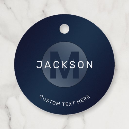 Navy blue modern simpel gepersonaliseerd monogram  bedankjes labels (Achterkant)